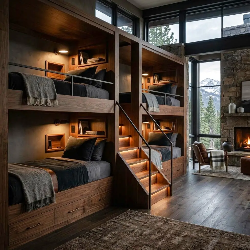 Custom Built-In Bunk Rooms — Sleep more guests in ultimate style.