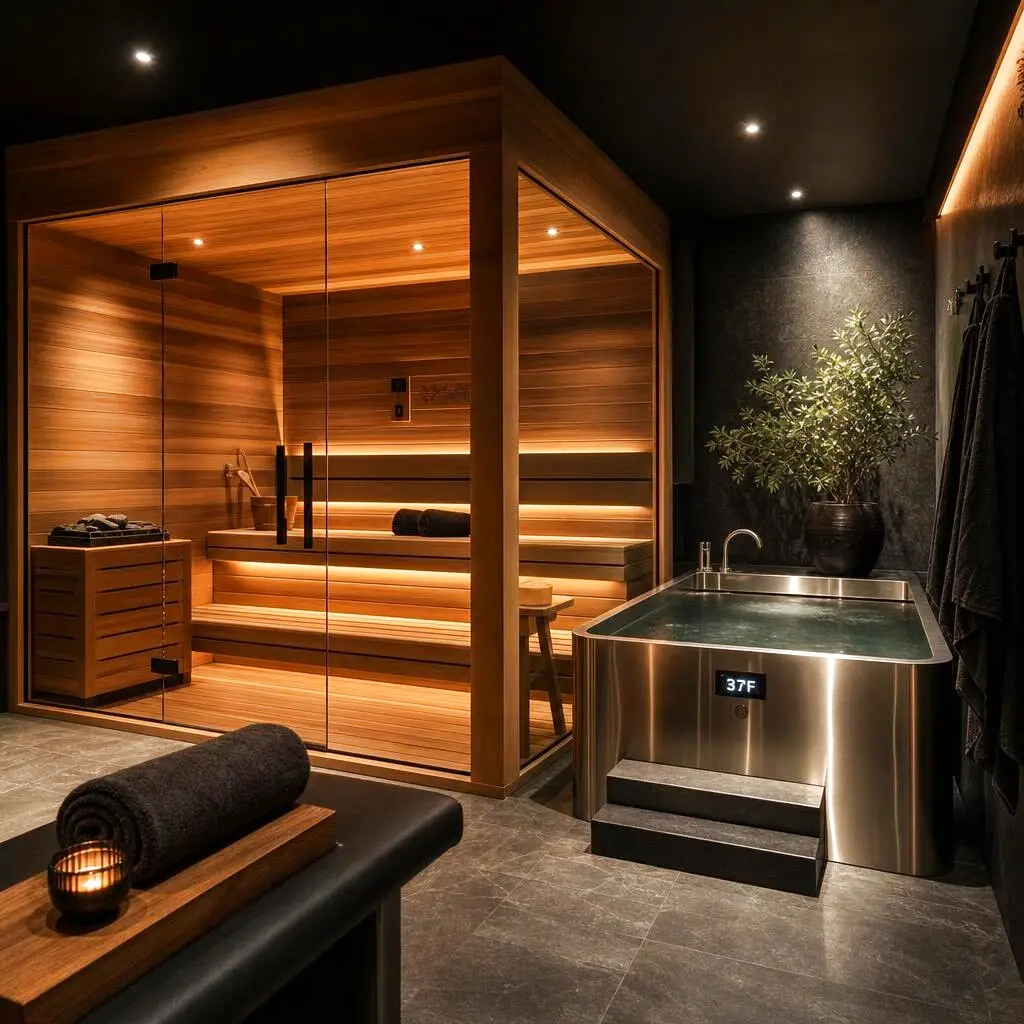 Home Recovery Rooms (Sauna + Plunge) — luxury custom installation by Cressey Customs
